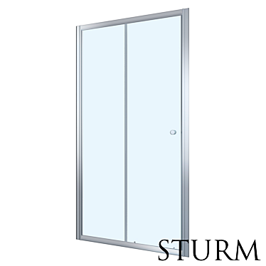 STURM Viva Niche: Sleek Chrome Shower Door 3D model image 1 