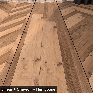  Parquet Floor Set: Linear, Herringbone, Chevron - 29 Styles 3D model image 1 
