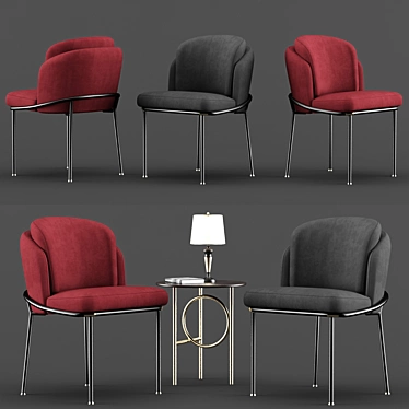 Elegant Fil Noir Chair Set 3D model image 1 