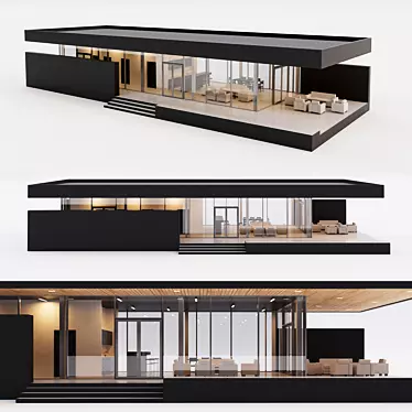 Modern Single-Story Villa with Terrace 3D model image 1 