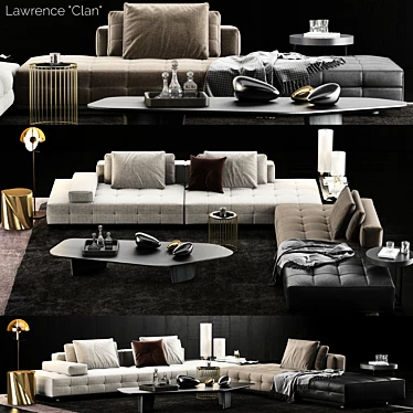 Minotti Lawrence Clan Sofa: Modern Elegance for Your Living Space 3D model image 1 