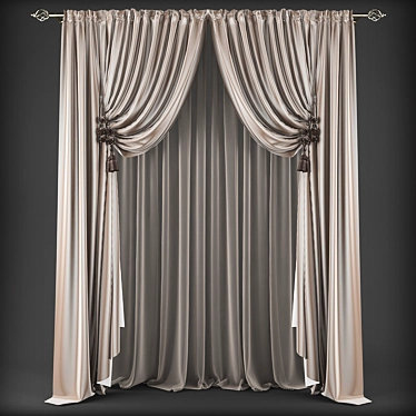 Elegant Classic Style Curtains 3D model image 1 