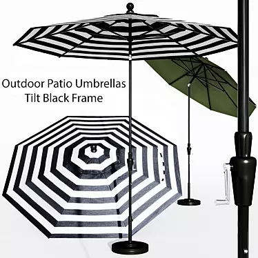 Premium Tilt Black Frame Patio Umbrellas 3D model image 1 