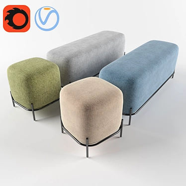 Soft Pawai Poufs - Set of 2 3D model image 1 