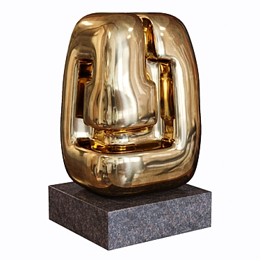 Golden Cast Bronze Abstract Sculpture 3D model image 1 
