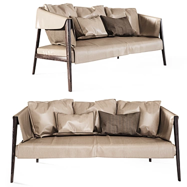 Luxury Burton Sofa: Leather & Walnut 3D model image 1 