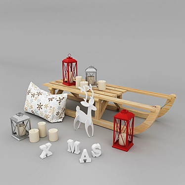 Festive Christmas Set: Sleighs, Candles, Decor 3D model image 1 