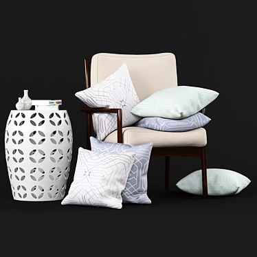 Title: Cozy Comfort Chair with Pillows 3D model image 1 