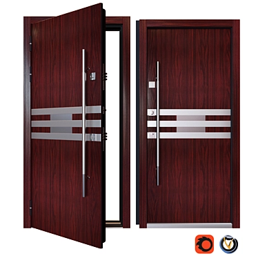 Sleek Inox S-4 Entrance Door 3D model image 1 