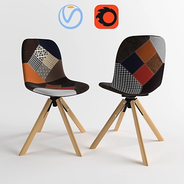 Patchwork Upholstered Chair 3D model image 1 