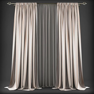 Modern Style Curtains 3D model image 1 