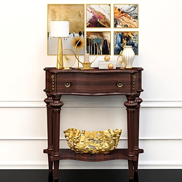 Chic Halifax Cherry Console Table 3D model image 1 