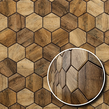 Title: Eco Hex Wooden Wall Tiles 3D model image 1 