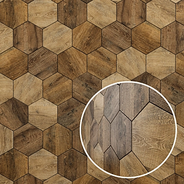 Eco-Friendly Wooden Hexagonal Tiles 3D model image 1 
