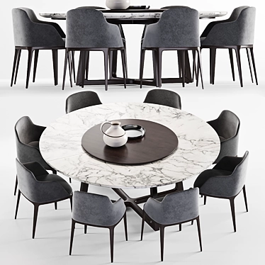 Elegant Grace Chair & Concorde Round Table 3D model image 1 