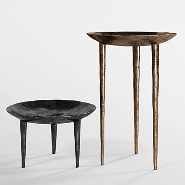 Rick Owens Bronze Nitrate Side Tables 3D model image 1 