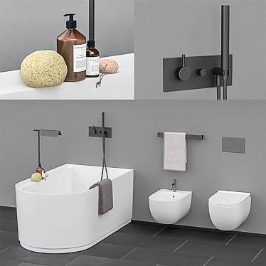 Cielo Ceramica Bath Set: Febe Tub, Enjoy Toilet, Decor 3D model image 1 