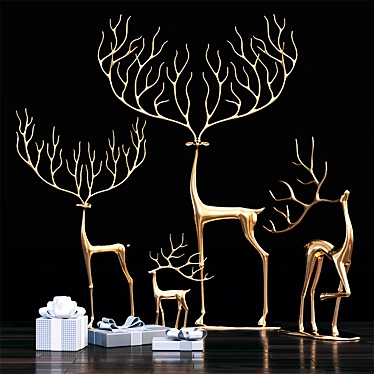 Charming Reindeer Decor Set 3D model image 1 