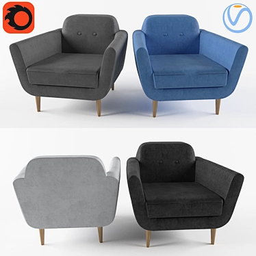 Modern Upholstered Armchair 3D model image 1 