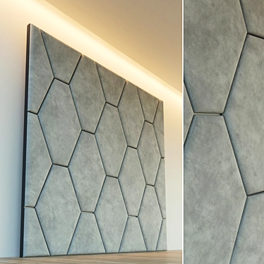Elegant Soft Panel Wall: Decorative Metal Moldings 3D model image 1 