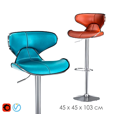 Adjustable Faux Leather Swivel Barstools 3D model image 1 