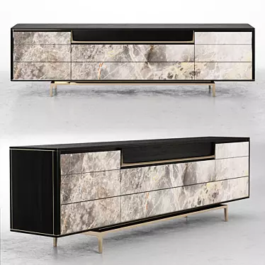Title: Visionnaire BARNEY Modern Lacquered Sideboard 3D model image 1 