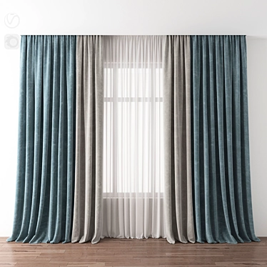 Modern Window Curtain 3D model image 1 