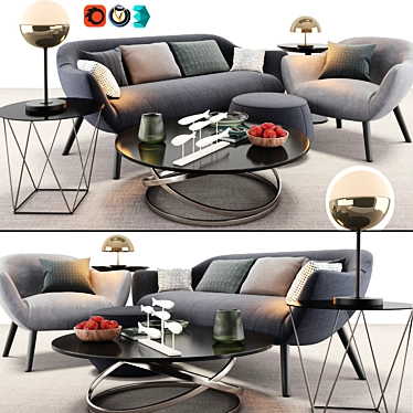 Poliform Mad Sofa & Chair Set 3D model image 1 