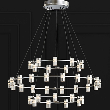 Contemporary Chrome Three Tier Chandelier 3D model image 1 