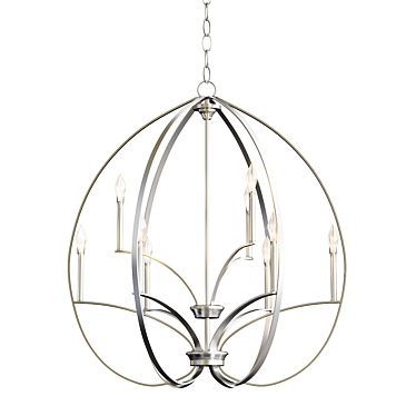 Tilbury Chandelier: Polished Nickel, Incandescent Bulbs, Elegant Design 3D model image 1 