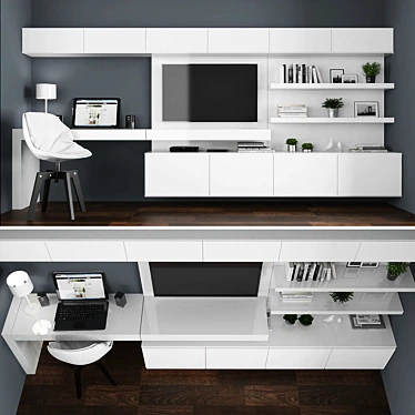 Stylish TV Stand with Work Area 3D model image 1 