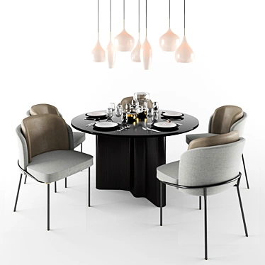 Elegant Minotti Chair Set 3D model image 1 