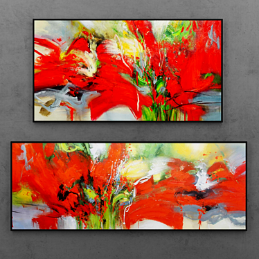 Modern Abstract Floral Paintings | Set of 16 3D model image 1 