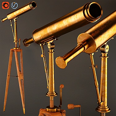 Parisian Antique Brass Telescope 3D model image 1 