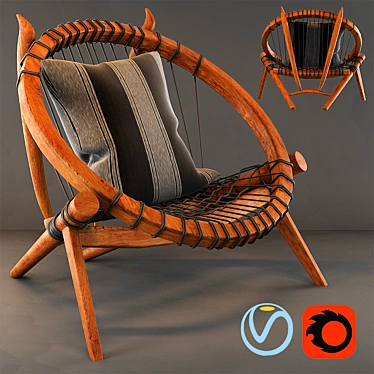 Devil Wood Armchair: Exquisitely Woven 3D model image 1 