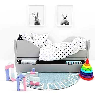 Baladin Kids Bed - Grey Pearl Finish 3D model image 1 