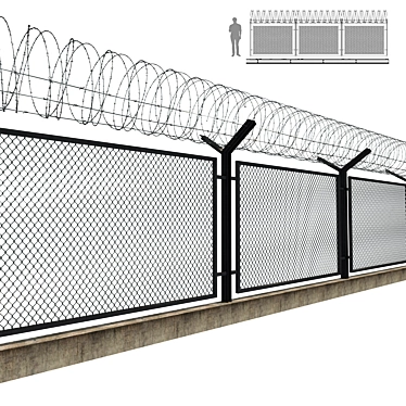 Secured Perimeter Barbed Wire 3D model image 1 