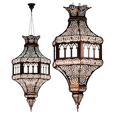 Handcrafted Moroccan Lantern with Exquisite Detailing 3D model image 1 