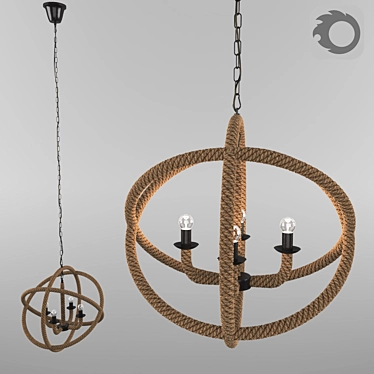 Rope Pendant Chandelier: Vintage Elegance for Your Space 3D model image 1 