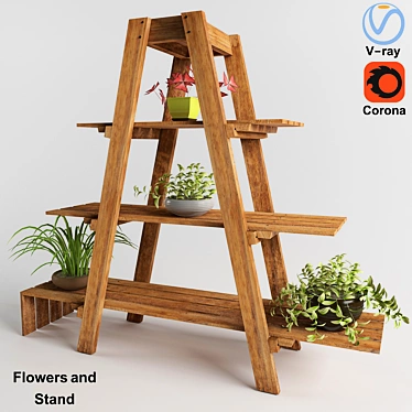 3D Flowers and Stand 3D model image 1 