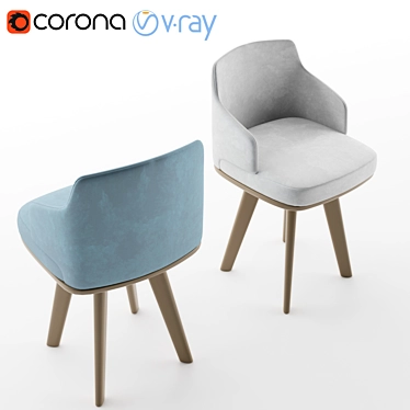Elegant Agordo Chair-Vray & Corona 3D model image 1 