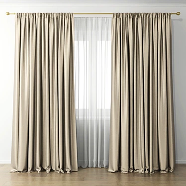 Elegant Velvet Curtains 3D model image 1 