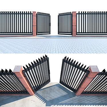 Modern Iron Wire Panel Fence Gate 3D model image 1 