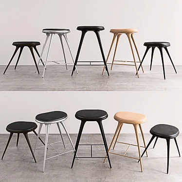 Scandinavian Designed Mater Stools 3D model image 1 