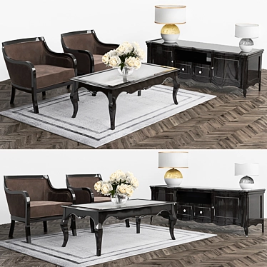 Flai Furniture Set: Coffee Table, Chair, TV Stand & Lamp 3D model image 1 