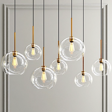 Sleek Glass Globe Chandelier 3D model image 1 