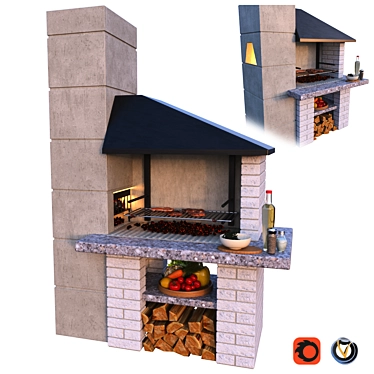 Italian Palazzetti Faro BBQ: Superior Quality Grilling 3D model image 1 