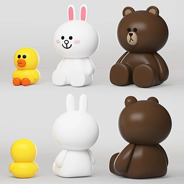 Adorable Line Friends Character 3D model image 1 