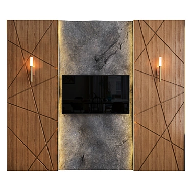 Natural Wood & Stone Panel 3D model image 1 