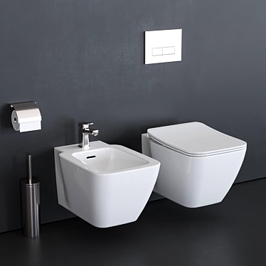 Strada II Wall-Hung WC & Bidet 3D model image 1 